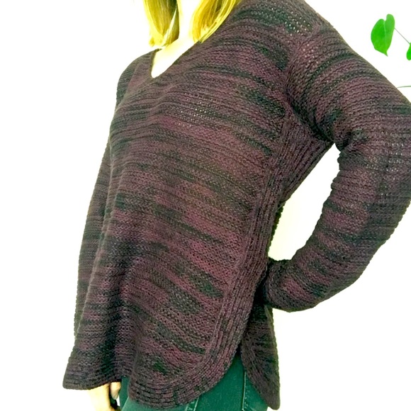 Quinn Burgundy Marl V-Neck Pullover Sweater, size Large ♥️ - Picture 2 of 16
